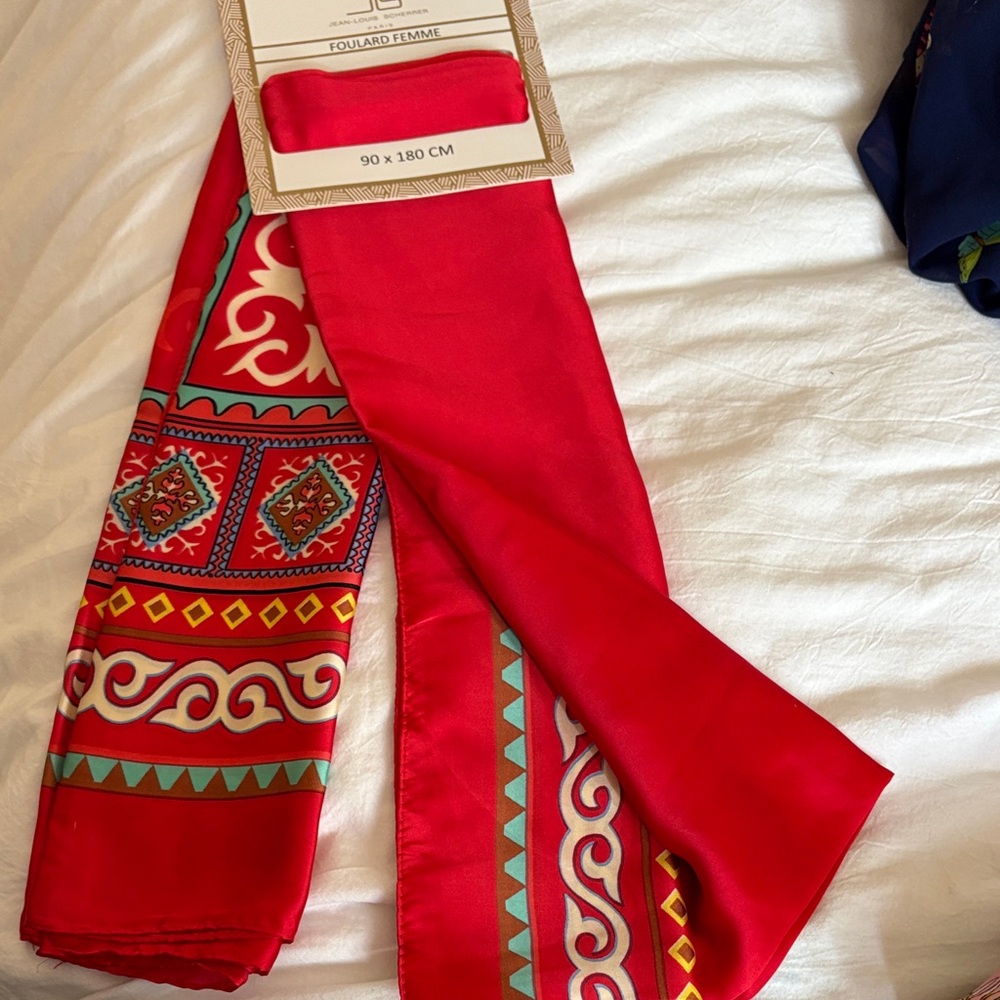 Vibrant Red Patterned Scarf